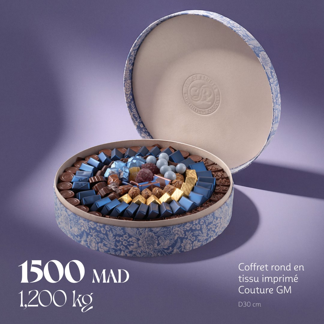 Coffret rond en tissu imprimé Couture